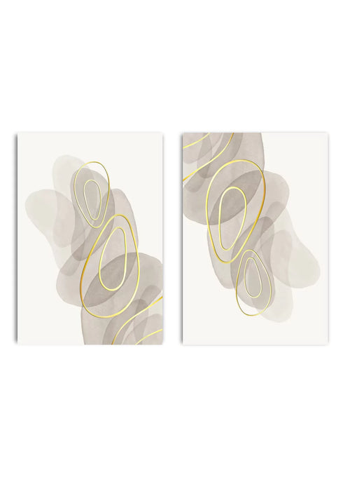 Szary Kształty Złoty Zestaw 2 Plakatów 50x70cm